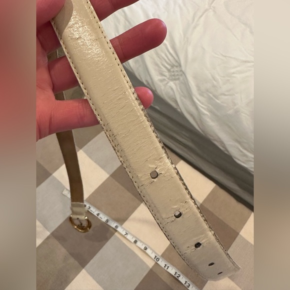 Liz Claiborne Size M Cream Leather Silver Gold Two Toned Belt Style No. 24094 - Picture 6 of 12